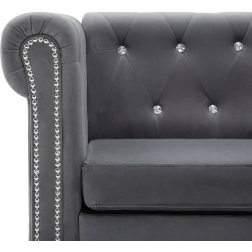 Dvosjed Chesterfield s baršunastom presvlakom 146 x 75 x 72 cm sivi slika 6