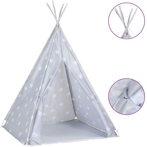 Dječji šator tipi od poliestera s torbom sivi 115x115x160 cm slika 10