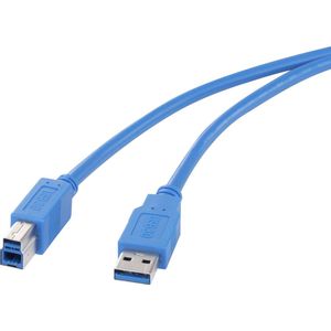 Renkforce USB kabel USB 3.2 gen. 1 (USB 3.0) USB-A utikač, USB-B utikač 0.50 m plava boja pozlaćeni kontakti RF-4260498