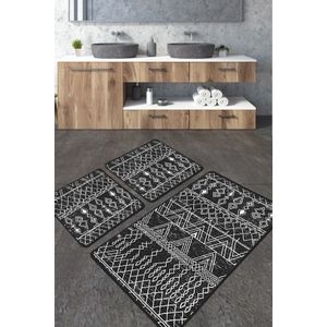 Straordinario Black Djt  BlackAnthraciteWhite Bathmat Set (2 Pieces)