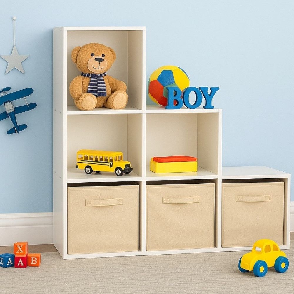 Kinder Home Polica za knjige sa kutijama za odlaganje, Bijela slika 7
