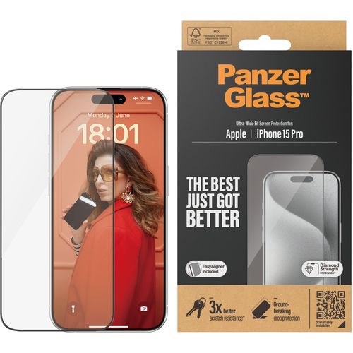 Panzerglass zaštitno staklo za iPhone 15 Pro ultra wide fit slika 1