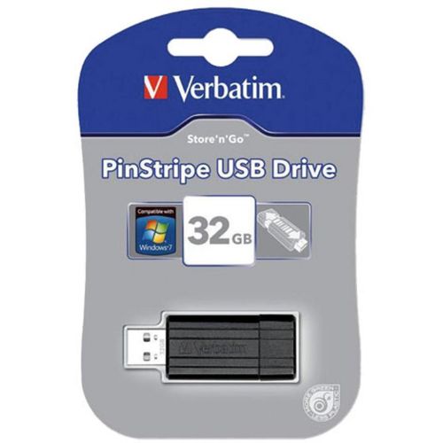 USB 32GB 2.0 Verbatim, PinStripe, crni, V049064 slika 1