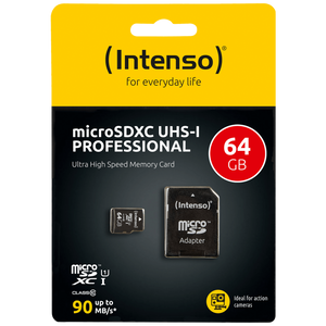 (Intenso) Micro SDHC/SDXC kartica 64GB Class 10, UHS-I +adapter, Pro - MicroSD 64GB Class10 UHS-I Pro