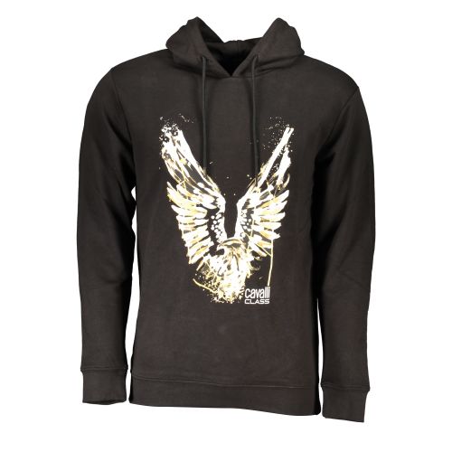 CAVALLI CLASS MEN'S BLACK ZIP-OUT SWEATSHIRT slika 1