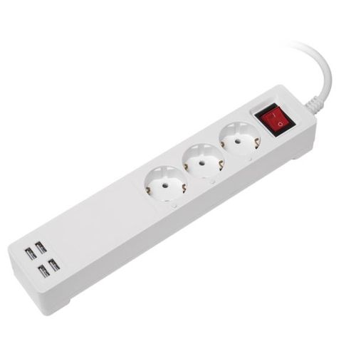 Transmedia Smart 3-way power strip with 4 USB charging ports (total 5V 2,1A) slika 1