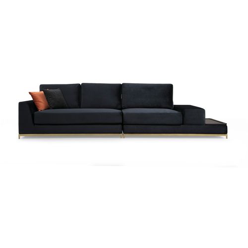 Atelier Del Sofa Četverosjed, LINE s integriranim stolićem, crni, Line With Side Table - Black slika 2