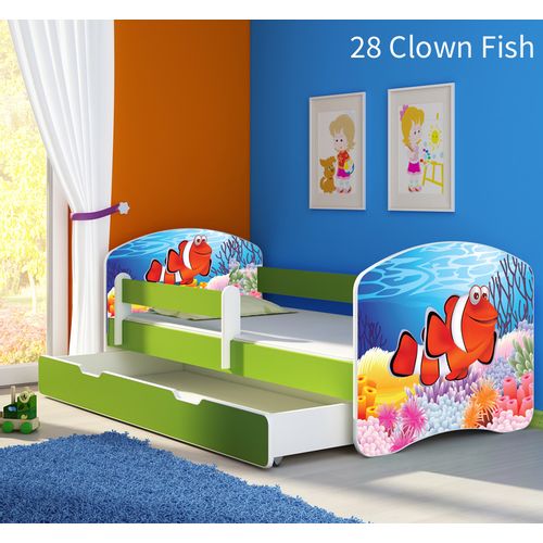 Dječji krevet ACMA s motivom, bočna zelena + ladica 180x80 cm 28-clown-fish slika 1