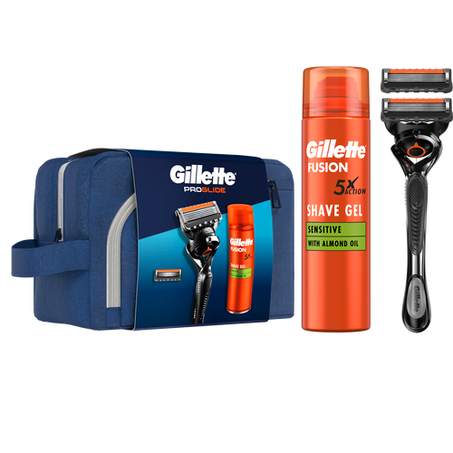 Gillette Proglide sistemski brijač + dopuna + Fusion Sensitive gel 200ml sa neseserom  slika 1