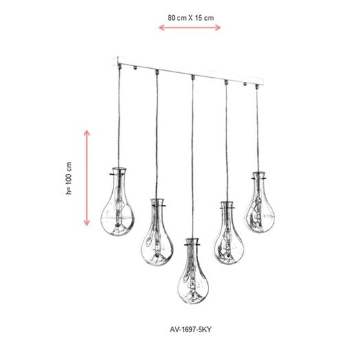 Luster AV-1697-5KY Chrome sa Hromiranim Tijelom slika 7