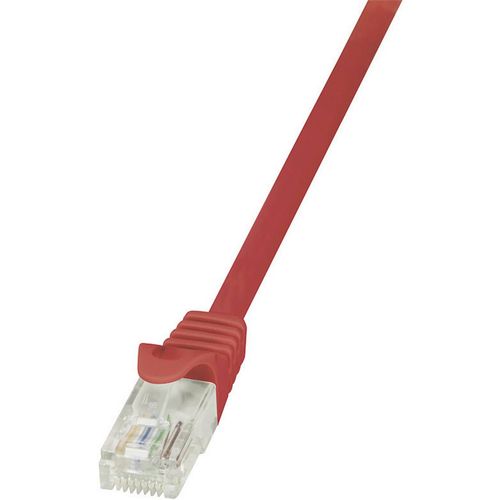LogiLink CP1014U RJ45 mrežni kabel, Patch kabel cat 5e U/UTP 0.25 m crvena sa zaštitom za nosić 1 St. slika 2