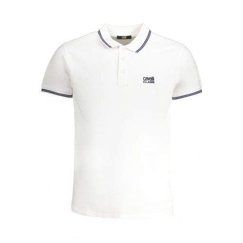 CAVALLI CLASS MEN'S WHITE SHORT SLEEVED POLO SHIRT slika 1