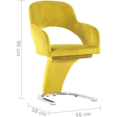 Blagovaonske stolice 2 kom žute baršunaste slika 28