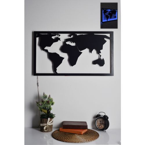 Wallity Ukrasna LED rasvjeta, World Map 2 - Blue slika 6