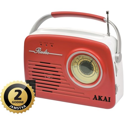 AKAI radio FM, AM, analogna skala, USB, SD, crveni APR-11RED slika 1