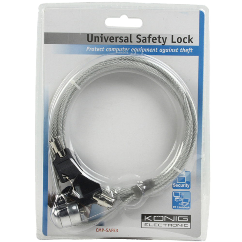 Konig Zaštitni kabl / sajla za laptop sa ključem, 3 metra - CMP-SAFE3/3 slika 2