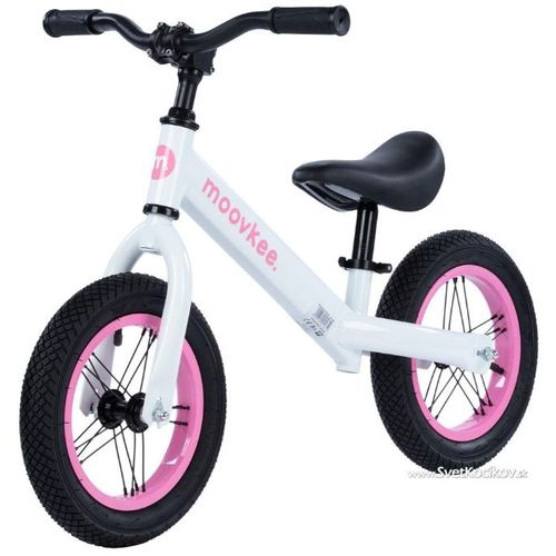 Dječji bicikl bez pedala Moovkee Jacob bijelo-rozi slika 1