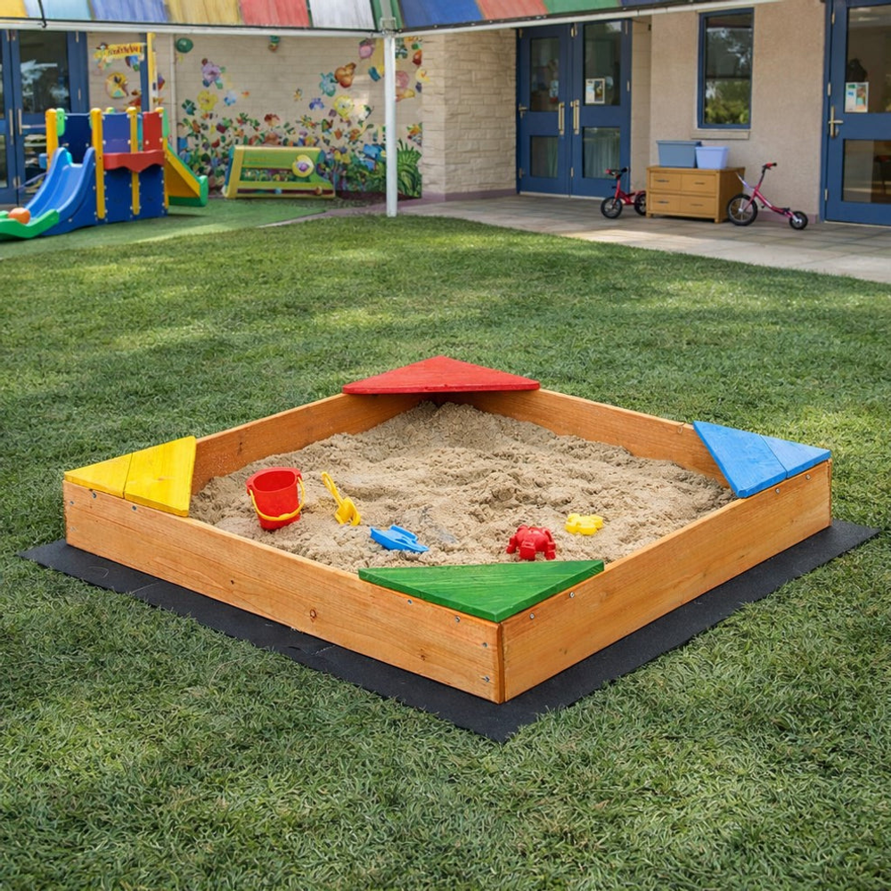 Kinder Home Drveni pješčanik sa navlakom 90x90cm slika 8