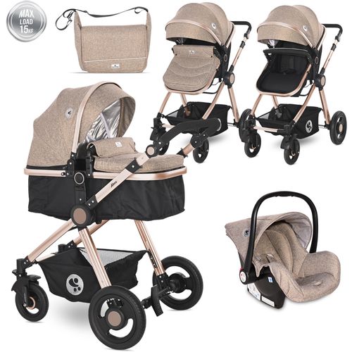 LORELLI ALEXA Kolica 3u1 Pearl Beige: Košara + Autosjedalica + Zimska Navlaka (0mj+) - (do 15kg/96cm) slika 1