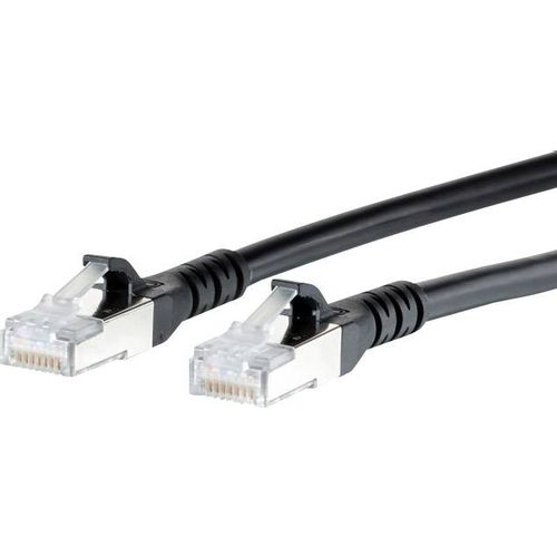 Metz Connect 1308453000-E RJ45 mrežni kabel, Patch kabel cat 6a S/FTP 3.00 m crna sa zaštitom za nosić 1 St. slika 3