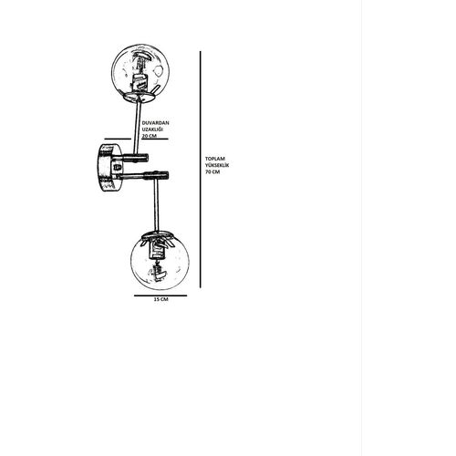 Dolunay 2 Li Siyah Füme Camlı Aplik Black
Fume Wall Lamp slika 4