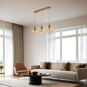 Afra 3 Lü Sıralı Eskitme Bal Camlı Sarkıt Amber
Gold Chandelier