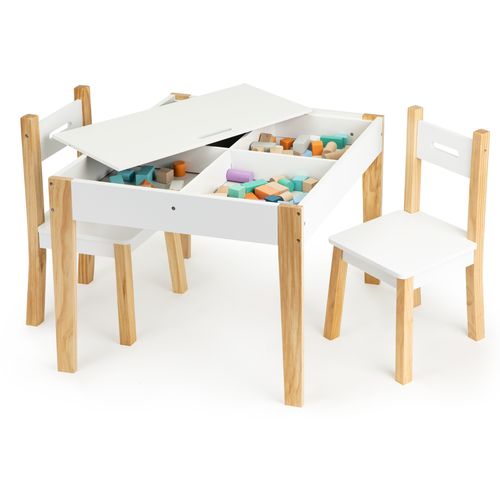 EcoToys set dječjeg stola sa stolicama bijeli slika 7