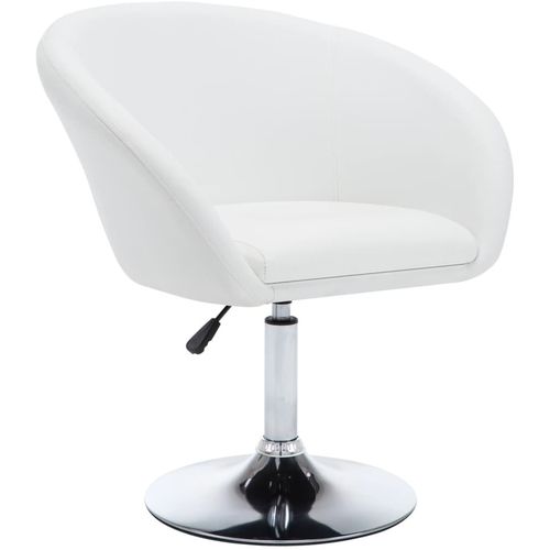 Okretna blagovaonska stolica od umjetne kože bijela slika 1