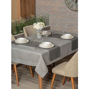 Jasmine 160 - Grey Grey Tablecloth Set (2 Pieces)