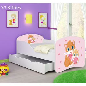 Dječji krevet ACMA s motivom + ladica 140x70 cm - 33 Cats
