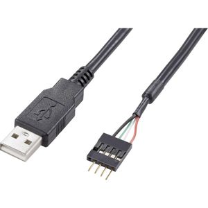 Akasa USB kabel USB 2.0 4 polni konektor za stupove, USB-A utikač 0.40 m crna pozlaćeni kontakti, UL certificiran EXUSBIE-40