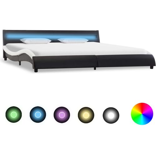Okvir za krevet od umjetne kože LED crno-bijeli 180 x 200 cm slika 1
