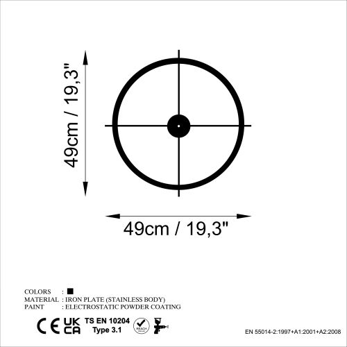 Wallity Ukrasni metalni zidni sat, Simple slika 6