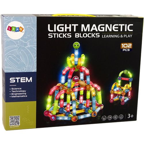 Set svjetlećih edukativnih magnetskih blokova - 102 elementa slika 5