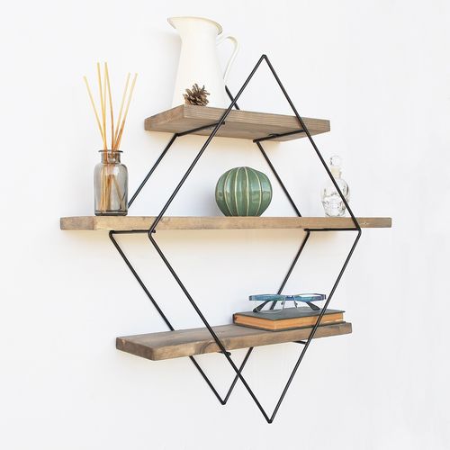 WR007 Walnut
Black Decorative Wooden Wall Shelf slika 1