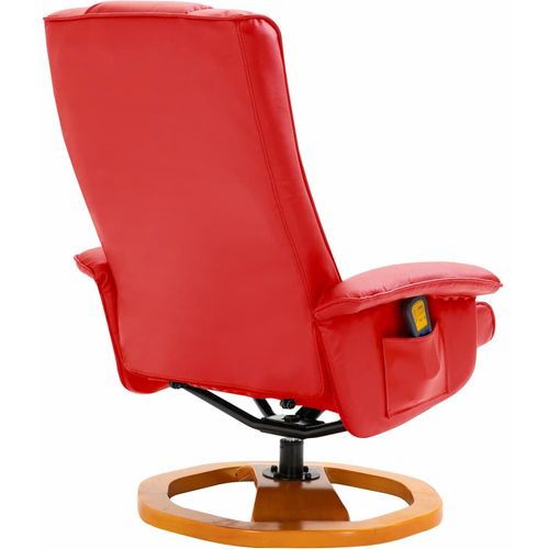 Masažna fotelja s osloncem za noge od umjetne kože crvena slika 24