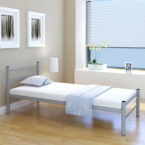 Krevet s madracem sivi metalni 90 x 200 cm slika 55