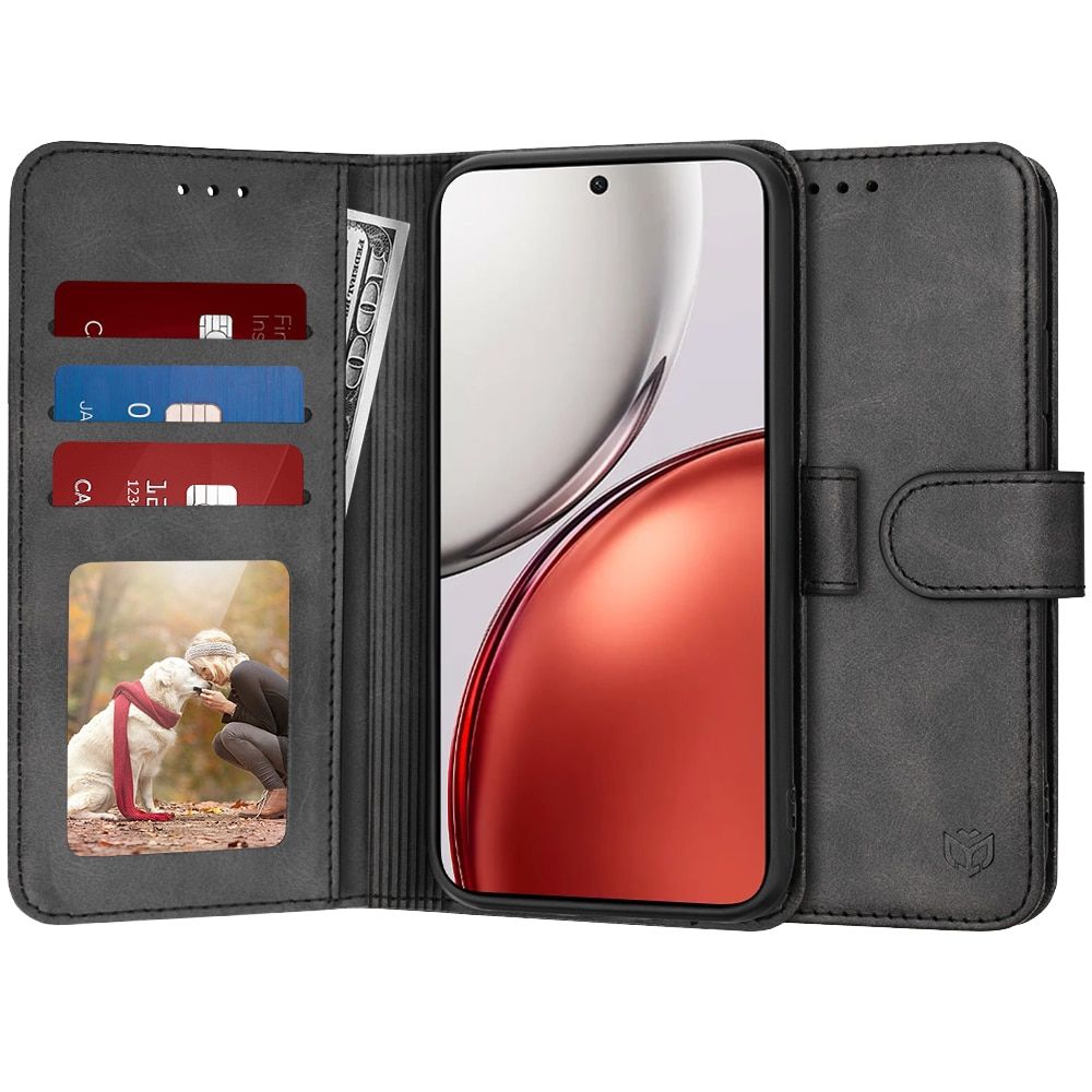 Techsuit Diary Book preklopna maska za Honor Magic8 Lite -crna slika 1