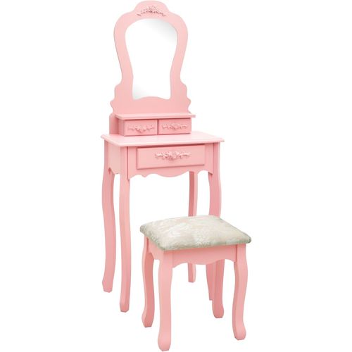 Toaletni stolić sa stolcem rozi 50x59x136 cm drvo paulovnije slika 36
