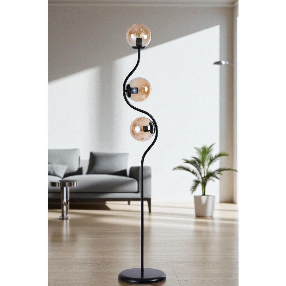 Opviq Podna lampa 029, med, crna slika 1