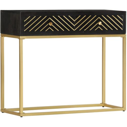 Konzolni stol crno-zlatni 90 x 30 x 75 cm masivno drvo manga slika 1