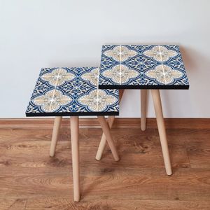 Nesting stolovi 2Shp40 - (2 komada) - boje: mornarsko plava, bijela, krema