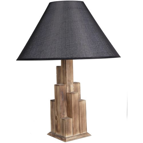 Kule Yanık Ahşap Masa Lambası Pramit Hasır Siyah Abajurlu Brown
Black Table Lamp slika 2