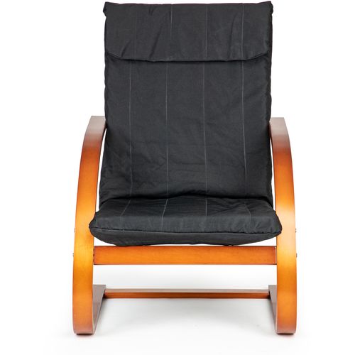Fotelja za ljuljanje crna sa smeđim naslonom za ruke slika 3