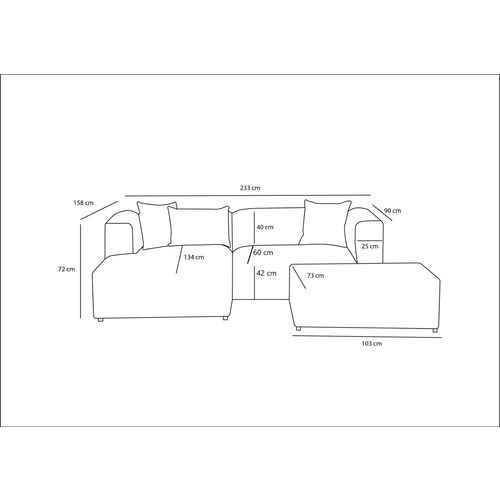 Atelier Del Sofa Kutna garnitura, Linden Mini Left - Grey slika 9