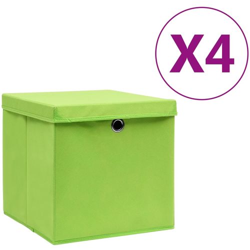 Kutije za pohranu s poklopcima 4 kom 28 x 28 x 28 cm zelene slika 24