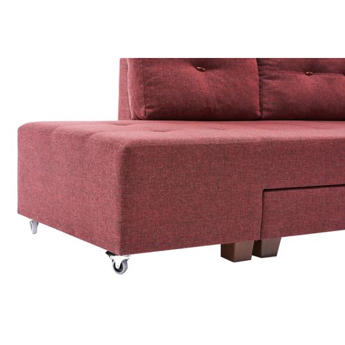 Atelier Del Sofa Kutna garnitura na razvlačenje, Bordo crvena, Manama Corner Sofa Bed Left - Claret Red slika 9