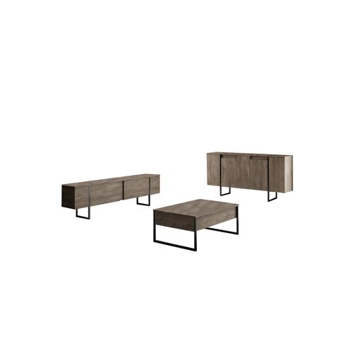 Luxe - Walnut, Black WalnutBlack Living Room Furniture Set slika 10