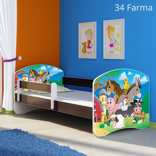 Dječji krevet ACMA s motivom, bočna wenge 140x70 cm - 34 Farm slika 1