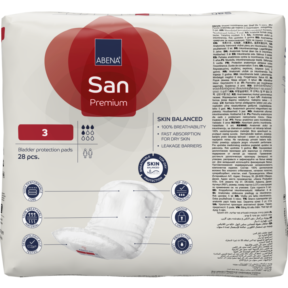 Abena San Premium ulošci za laganu i umjerenu inkontinenciju No.3  28kom  11x33cm slika 2